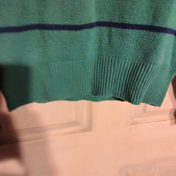 Vintage 80's Arrow SportsWear Teal Striped Crewneck 100% Acrylic Sweater( Size L - Picture 7 of 9